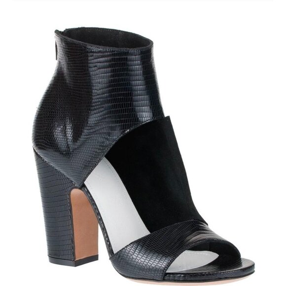 Maison Martin Margiela Black Lizard Embossed Ankle Heels Size 39 US 8.5 Open Toe - Picture 2 of 16